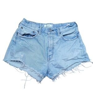 MOUSSY VINTAGE Light Wash Distressed Denim Cut Off Shorts Size 28 025DAC11-2580
